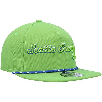 Men's New Era Rave Green Seattle Sounders FC Script Golfer Adjustable Hat