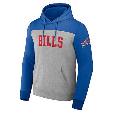 Men's NFL x Darius Rucker Collection by Fanatics Heather Gray Buffalo Bills Color Blocked Pullover Hoodie