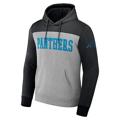 Men's NFL x Darius Rucker Collection by Fanatics Heather Gray Carolina Panthers Color Blocked Pullover Hoodie