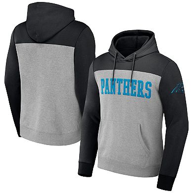 Men's NFL x Darius Rucker Collection by Fanatics Heather Gray Carolina Panthers Color Blocked Pullover Hoodie