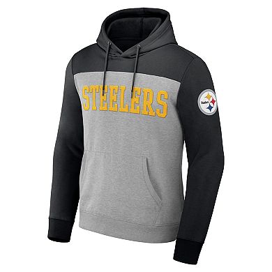 Men's NFL x Darius Rucker Collection by Fanatics Heather Gray Pittsburgh Steelers Color Blocked Pullover Hoodie