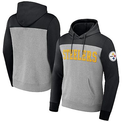 Men's NFL x Darius Rucker Collection by Fanatics Heather Gray Pittsburgh Steelers Color Blocked Pullover Hoodie