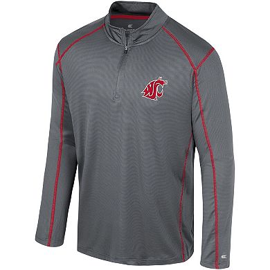 Men's Colosseum Black Washington State Cougars Cameron Quarter-Zip Windshirt