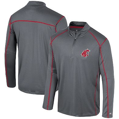Men's Colosseum Black Washington State Cougars Cameron Quarter-Zip Windshirt