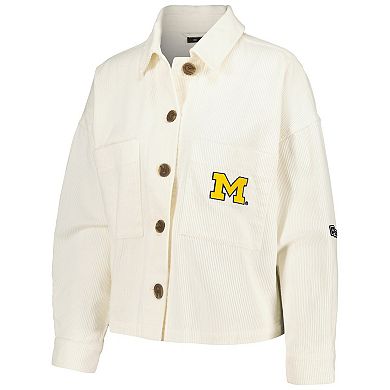 Women's Hype and Vice White Michigan Wolverines Corduroy Button-Up Jacket