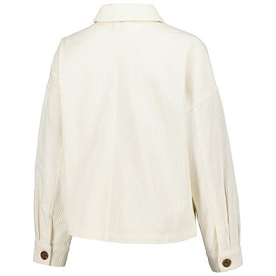 Women's Hype and Vice White Michigan Wolverines Corduroy Button-Up Jacket
