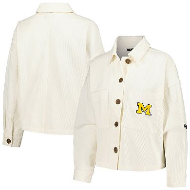 Women's Hype and Vice White Michigan Wolverines Corduroy Button-Up Jacket