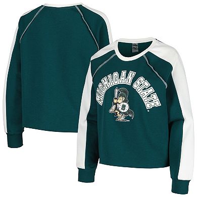 Women's Gameday Couture Green Michigan State Spartans Blindside RaglanÂ Cropped Pullover Sweatshirt