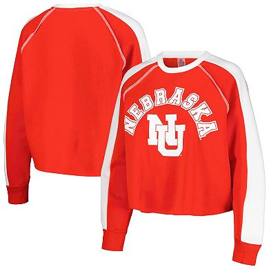 Women's Gameday Couture Scarlet Nebraska Huskers Blindside RaglanÂ Cropped Pullover Sweatshirt