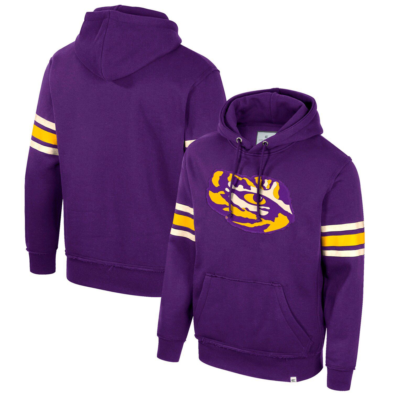 Men's Colosseum Purple LSU Tigers Saluting Pullover Hoodie