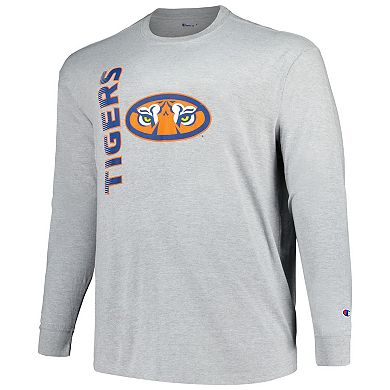 Men's Champion Heather Gray Auburn Tigers Big & Tall Mascot Long Sleeve T-Shirt