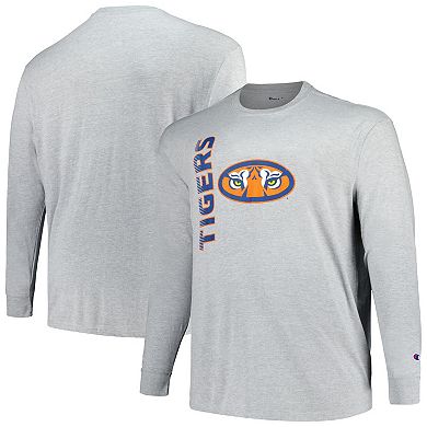 Men's Champion Heather Gray Auburn Tigers Big & Tall Mascot Long Sleeve T-Shirt