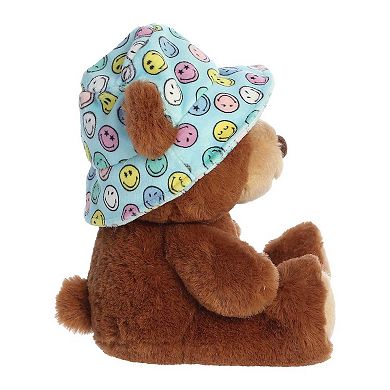 Aurora Small Brown Smileyworld 8" Bucket Hat Bear Vibrant Stuffed Animal