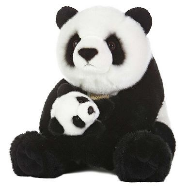 Aurora Large Black Miyoni 15" Panda With Cub Adorable Stuffed Animal