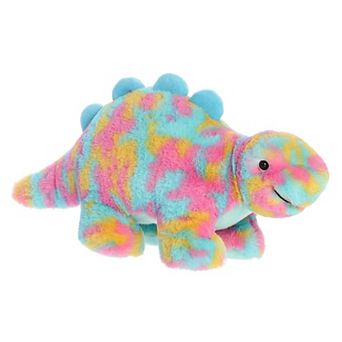 Aurora Large Blue Dinos & Dragons Watercolor Dinos 12.5" Speckling Stego Ferocious Stuffed Animal