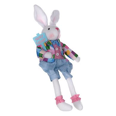 Plush Plaid Easter Rabbit Shelf Sitter (Set Of 2)