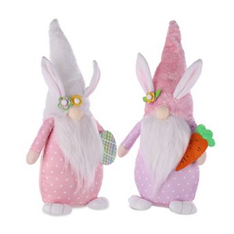 Plush Easter Bunny Gnome Shelf Sitter - Set of 2
