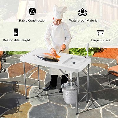 Portable Fish Cleaning Table SEEK Outdoor Folding Portable Fish & Game