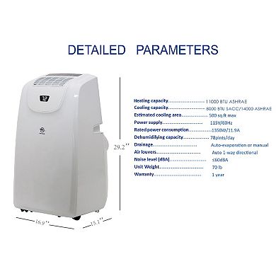Airemax 8,000 BTU Portable Heat/Cool Air Conditioner