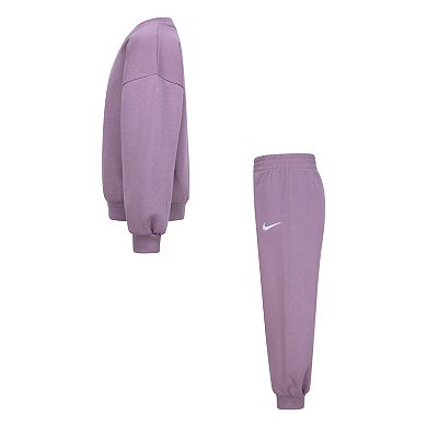 Girls 4-6x Nike Essential Fleece Crewneck and Joggers 2-Piece Set