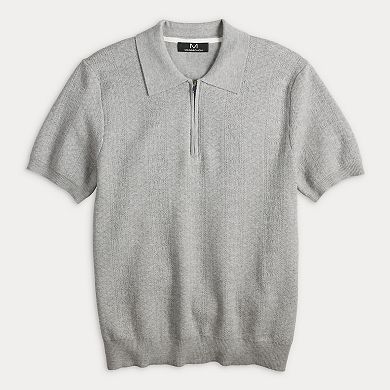 Men's For The Republic Short Sleeve Textured Zip Polo