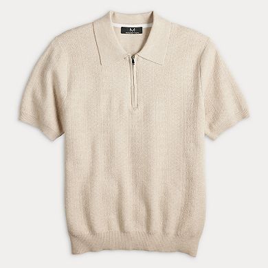 Men's For The Republic Short Sleeve Textured Zip Polo