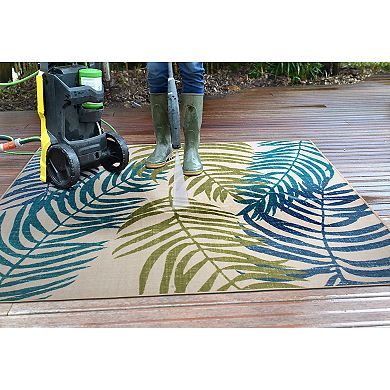 World Rug Gallery Floral Leaves Flatweave Indoor / Outdoor Area Rug