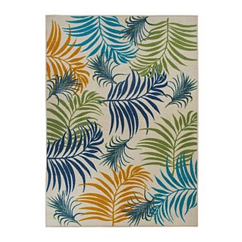 World Rug Gallery Contemporary Multicolor Palm Leaves Flatweave Indoor / Outdoor Area Rug