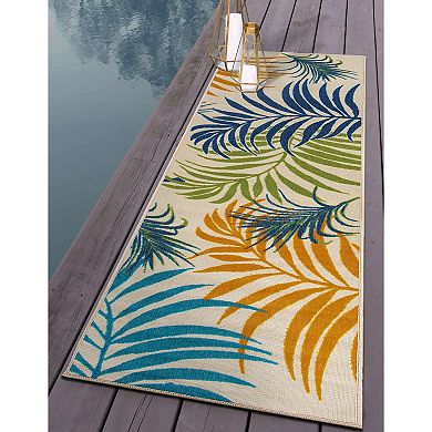 World Rug Gallery Contemporary Multicolor Palm Leaves Flatweave Indoor / Outdoor Area Rug