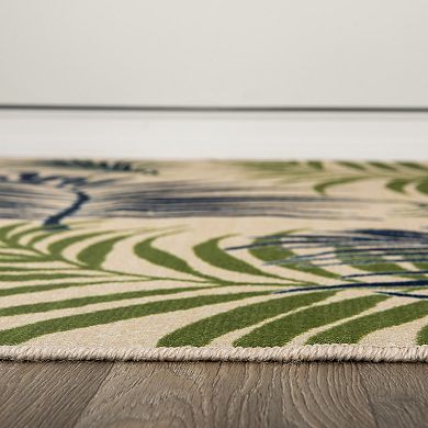 World Rug Gallery Contemporary Multicolor Palm Leaves Flatweave Indoor / Outdoor Area Rug