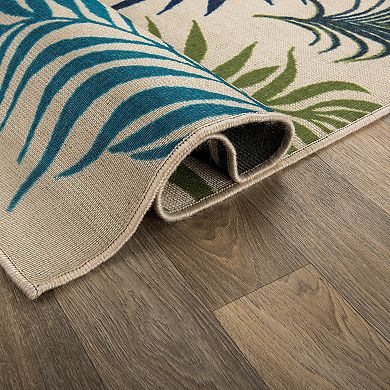 World Rug Gallery Contemporary Multicolor Palm Leaves Flatweave Indoor / Outdoor Area Rug