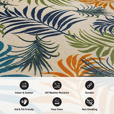 World Rug Gallery Contemporary Multicolor Palm Leaves Flatweave Indoor / Outdoor Area Rug