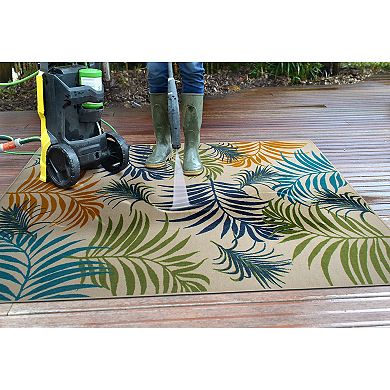 World Rug Gallery Contemporary Multicolor Palm Leaves Flatweave Indoor / Outdoor Area Rug