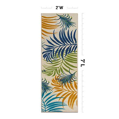 World Rug Gallery Contemporary Multicolor Palm Leaves Flatweave Indoor / Outdoor Area Rug