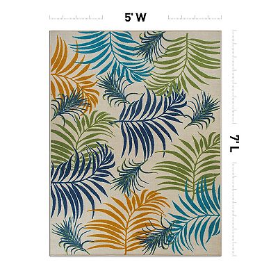 World Rug Gallery Contemporary Multicolor Palm Leaves Flatweave Indoor / Outdoor Area Rug