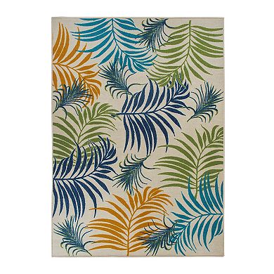 World Rug Gallery Contemporary Multicolor Palm Leaves Flatweave Indoor / Outdoor Area Rug