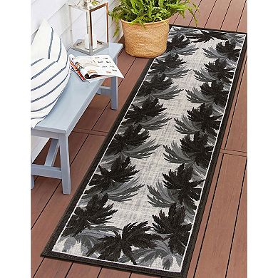 World Rug Gallery Tropical Palm Tree Border Flatweave Indoor / Outdoor Area Rug