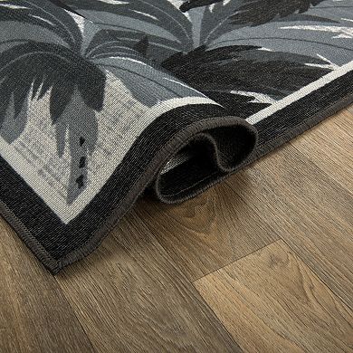 World Rug Gallery Tropical Palm Tree Border Flatweave Indoor / Outdoor Area Rug