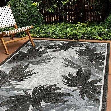 World Rug Gallery Tropical Palm Tree Border Flatweave Indoor / Outdoor Area Rug