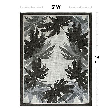 World Rug Gallery Tropical Palm Tree Border Flatweave Indoor / Outdoor Area Rug