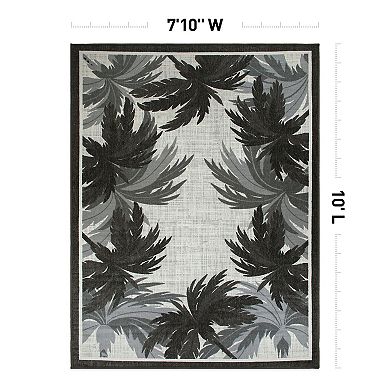 World Rug Gallery Tropical Palm Tree Border Flatweave Indoor / Outdoor Area Rug