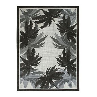 World Rug Gallery Tropical Palm Tree Border Flatweave Indoor / Outdoor Area Rug