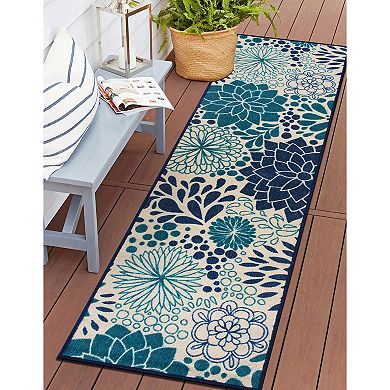 World Rug Gallery Modern Floral Circles Flatweave Indoor / Outdoor Area Rug