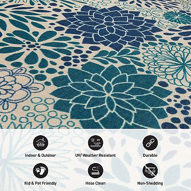 World Rug Gallery Modern Floral Circles Flatweave Indoor / Outdoor Area Rug