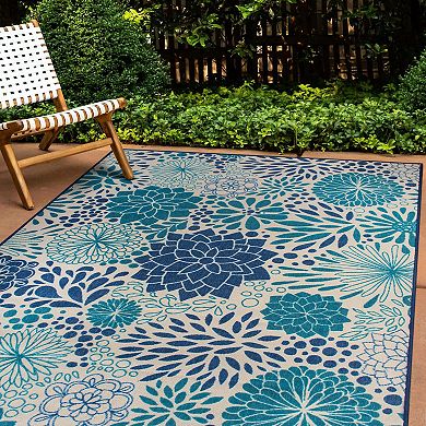 World Rug Gallery Modern Floral Circles Flatweave Indoor / Outdoor Area Rug