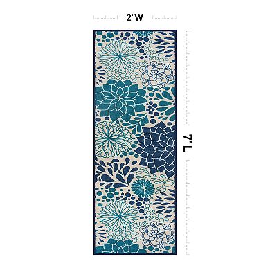 World Rug Gallery Modern Floral Circles Flatweave Indoor / Outdoor Area Rug