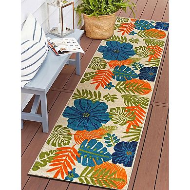 World Rug Gallery Tropical Floral Leaves Indoor / Outdoor Area Rug