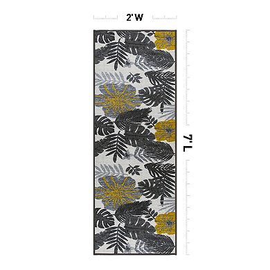 World Rug Gallery Tropical Floral Leaves Indoor / Outdoor Area Rug