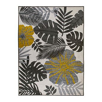 World Rug Gallery Tropical Floral Leaves Indoor / Outdoor Area Rug