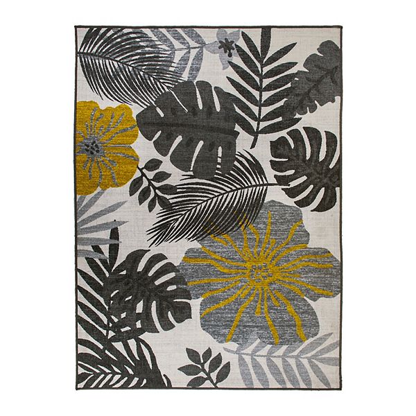 World Rug Gallery Tropical Floral Leaves Indoor / Outdoor Area Rug